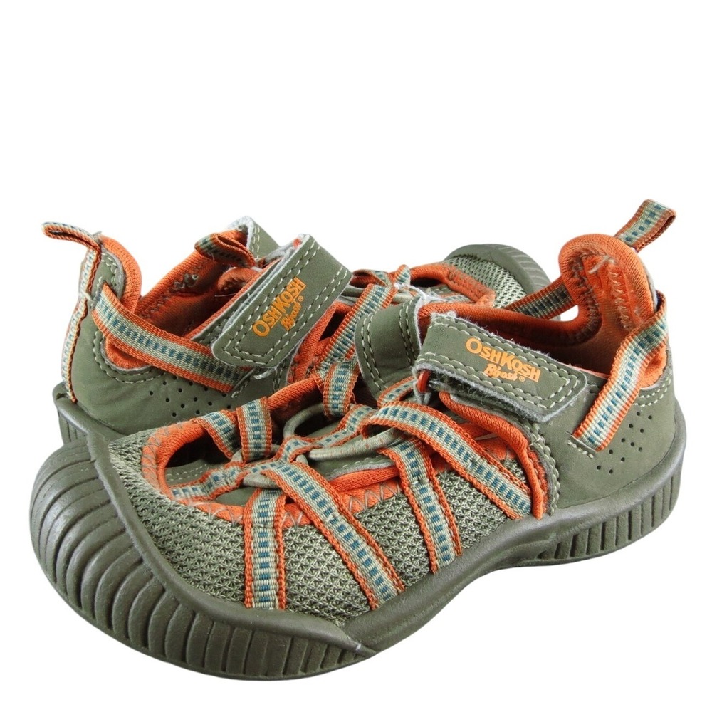 OshKosh B'gosh Boys Sneaker Size T 8 Medium Shoes Brown Synthetic Slip On